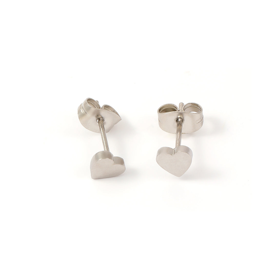 Stina - Boucles d'oreilles en acier inoxydable en forme de petit cœur