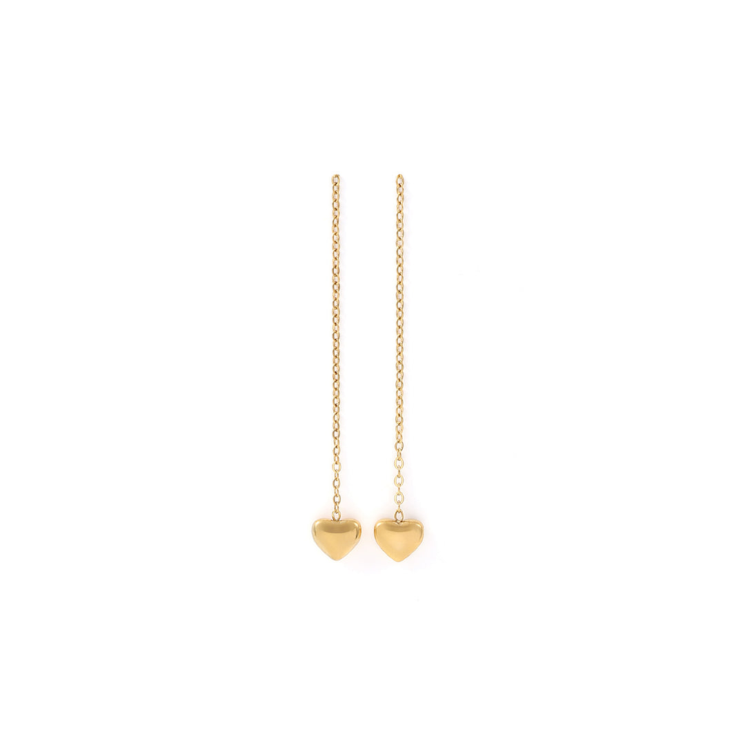 Julie - Heart Chain Earrings Gold Stainless Steel