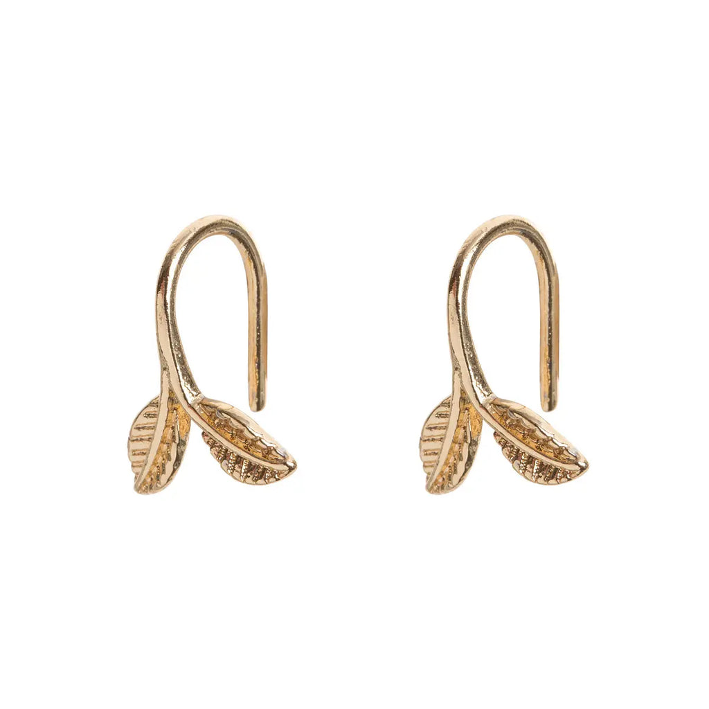 Leaf Shape Gold-Plated Earrings